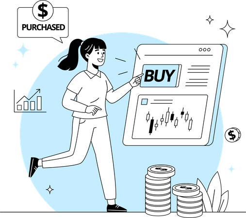 Women buying stocks  Illustration