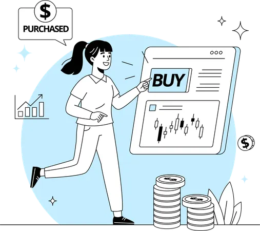 Women buying stocks  Illustration