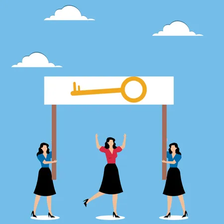 Women carry key stock  Illustration