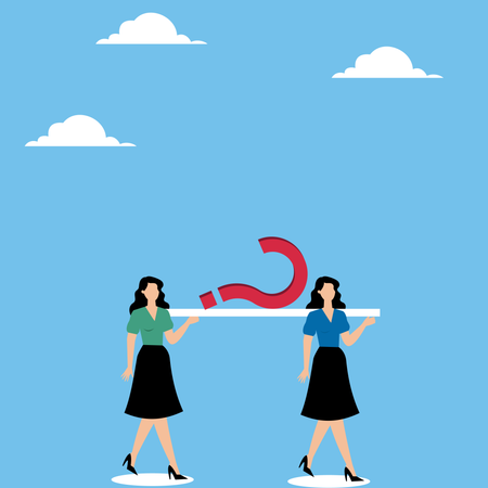 Women carry question mark and Agreement Analyzing  Illustration