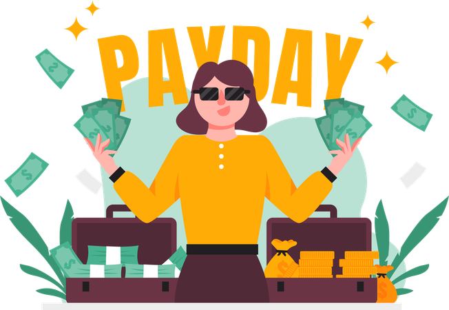 Women Celebrate Payday  Illustration