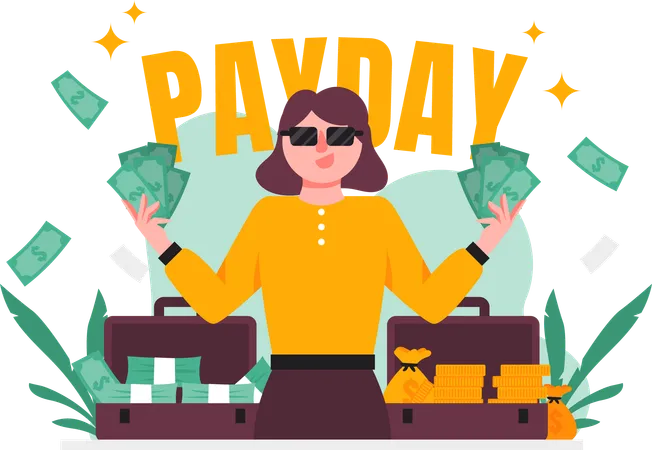 Women Celebrate Payday  Illustration