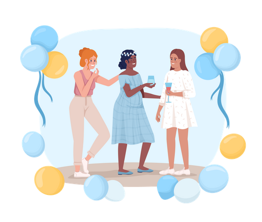 Women Celebrating baby shower  Illustration