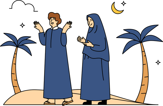 Women celebrating Eid al-Adha  Illustration
