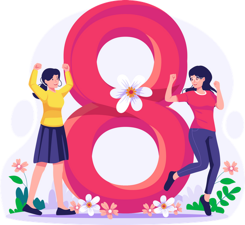 Women celebrating women's day  Illustration