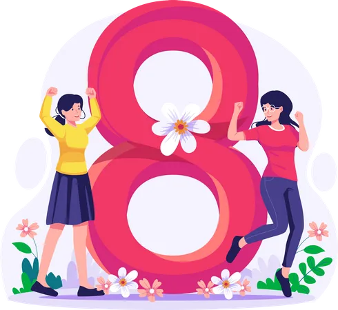 Women celebrating women's day  Illustration