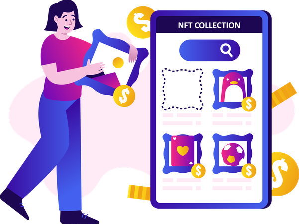 Women Collect a Variety of NFT  Illustration