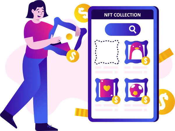 Women Collect a Variety of NFT  Illustration