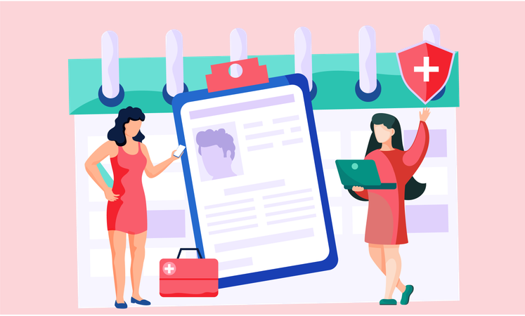 Women communicate with the doctor remotely medical application  Illustration