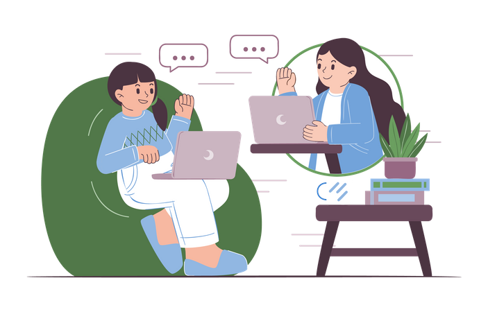 Women conducting online video conference  Illustration