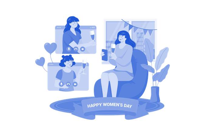 Women Congratulate Each Other  Illustration