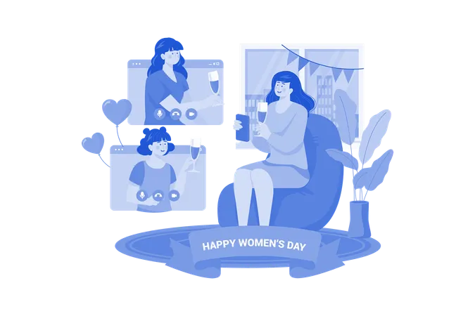 Women Congratulate Each Other Illustration