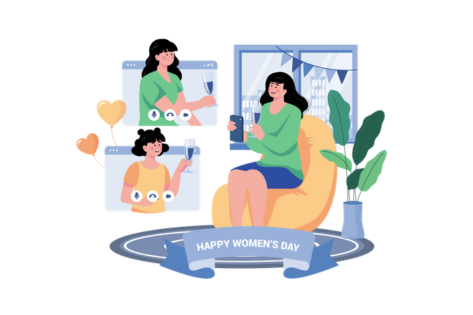 Women Congratulate Each Other  Illustration