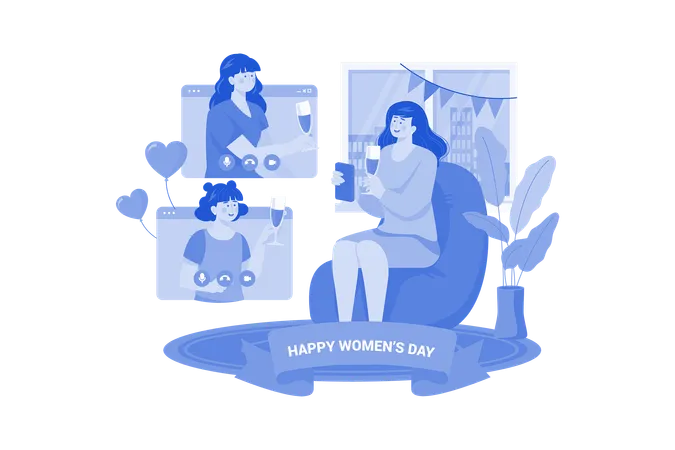 Women Congratulate Each Other  Illustration