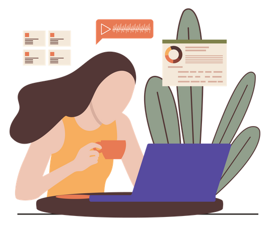 Women creating programs and apps Illustration