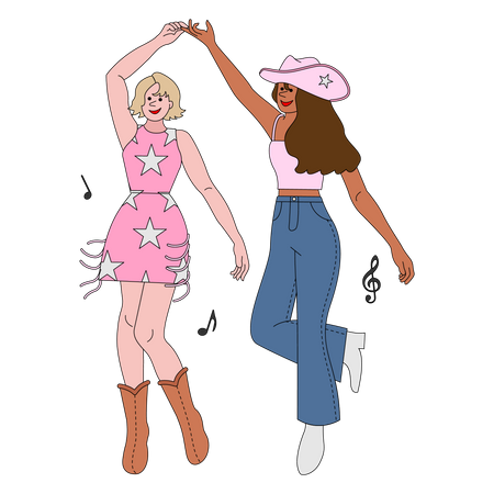 Women dancing  Illustration