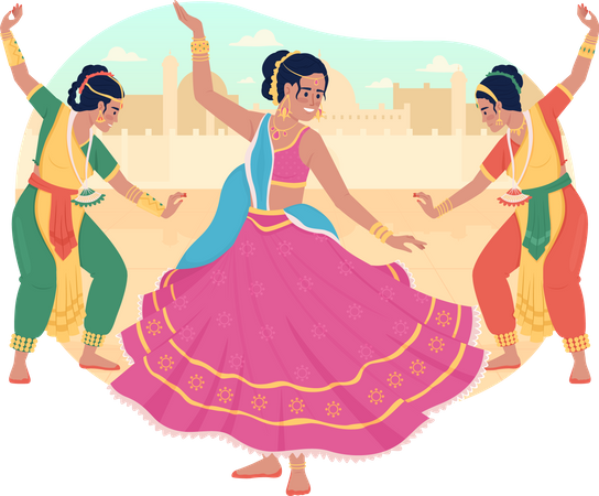 Women dancing on Diwali  Illustration