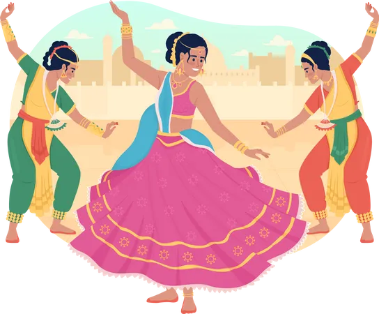 Women dancing on Diwali  Illustration