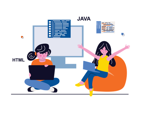 Women developer working together Illustration