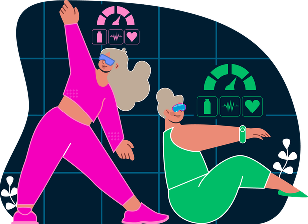 Women does VR floor exercise  Illustration
