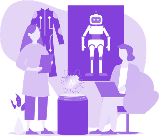 Women doing Automation Research  Illustration