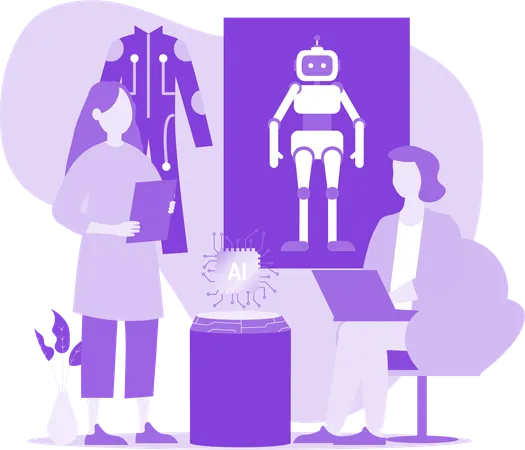 Women doing Automation Research  Illustration