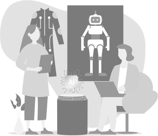 Women doing Automation Research  Illustration