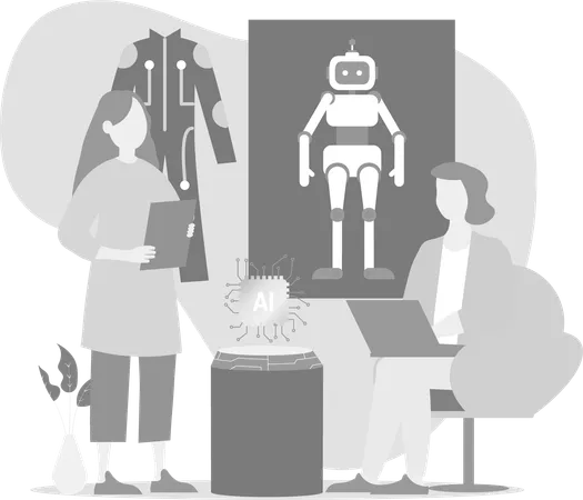 Women doing Automation Research  Illustration