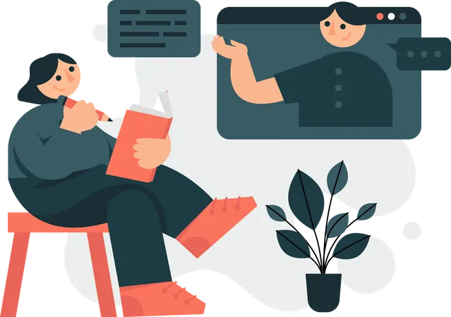 Women Doing Distance Learning Illustrations Are Very Effectively Used In E Learning Platforms Courses Tutorials And Educational Materials To Effectively Communicate Information And Enhance The Overall Learning Experience For Their Audience Illustration