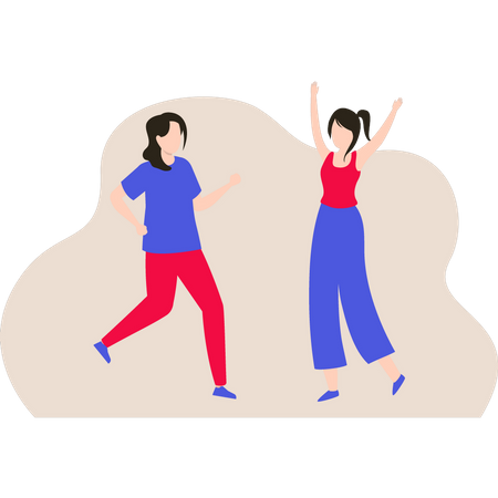 Women doing Jogging and Exercise Illustration
