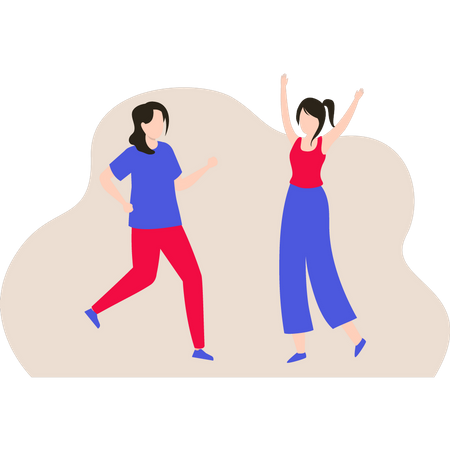 Women doing Jogging and Exercise  Illustration