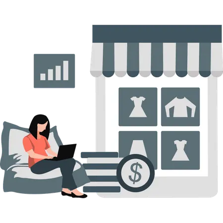 Women doing online shopping  Illustration