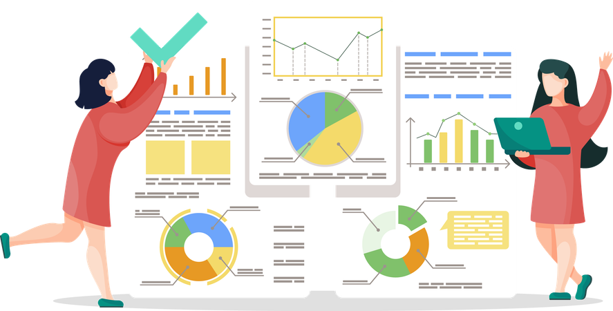 Women Doing Reports for Business Presentation  Illustration