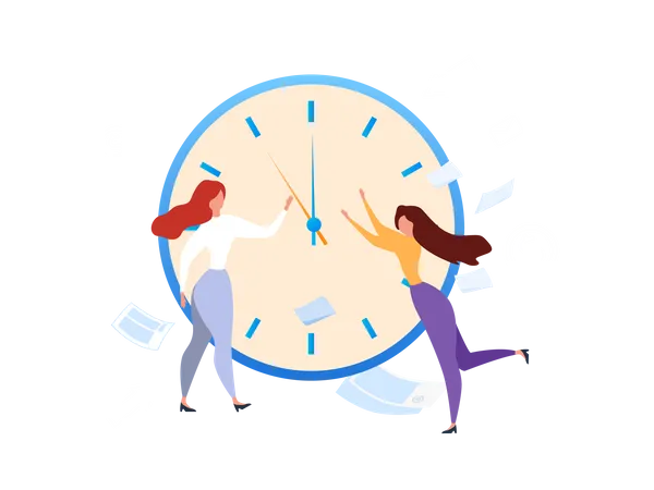Women doing time management Illustration