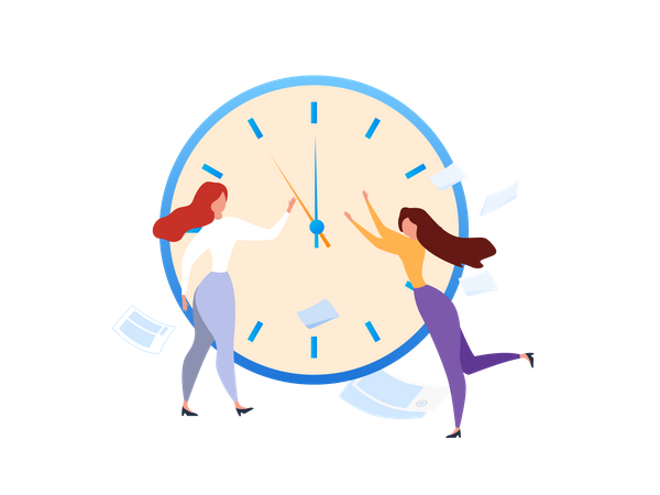 Women doing time management  Illustration