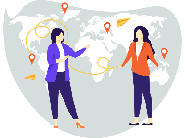 Women doing Travel Discussion  Illustration