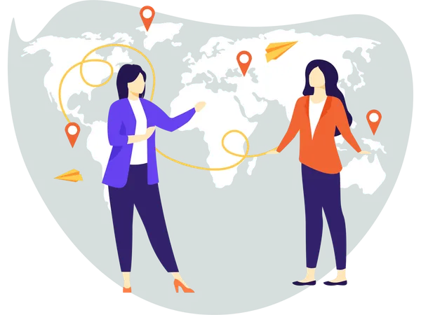 Women doing Travel Discussion  Illustration