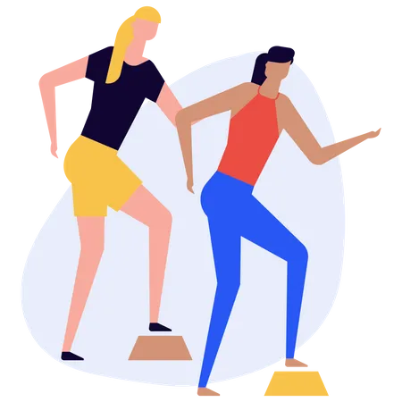 Women doing workout at gym  Illustration