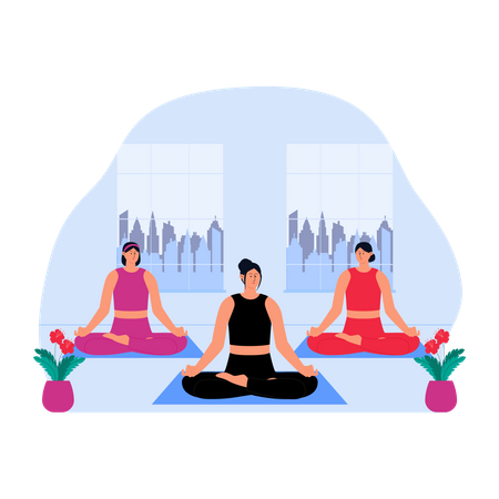 Women doing yoga Illustration