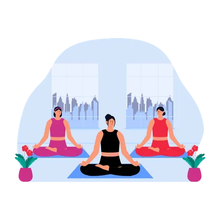 Women doing yoga  Illustration