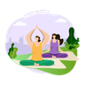 yoga in park illustration
