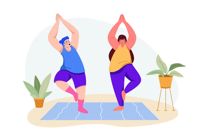 Women doing yoga on Friendship Day Illustration
