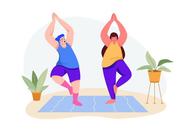 Women doing yoga on Friendship Day  Illustration