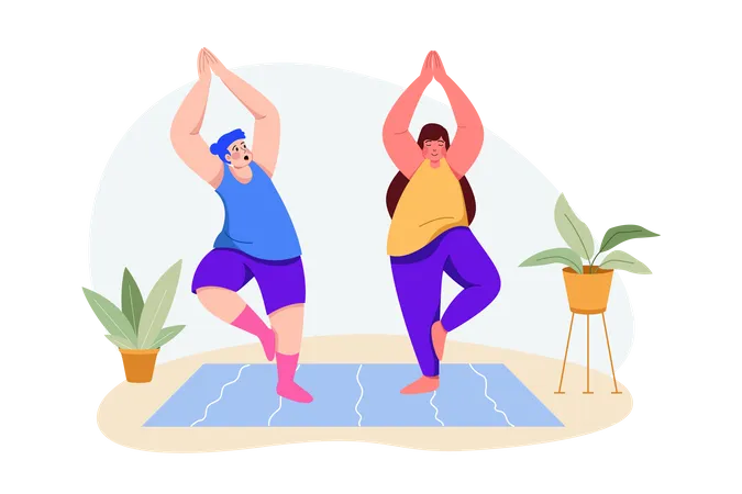 Women doing yoga on Friendship Day  Illustration