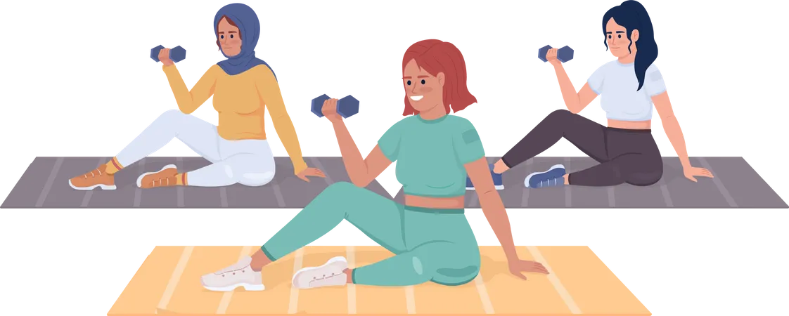 Women exercising in gym  Illustration