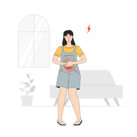 Women Experiencing Abdominal Pain  Illustration