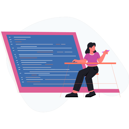 Women explaining software programming  Illustration