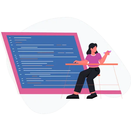 Women explaining software programming  Illustration