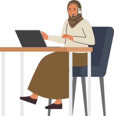 Women facetime with laptop  Illustration