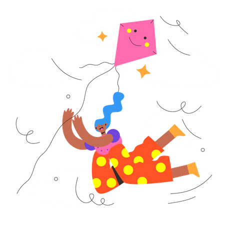 Women follow Flying kites  Illustration